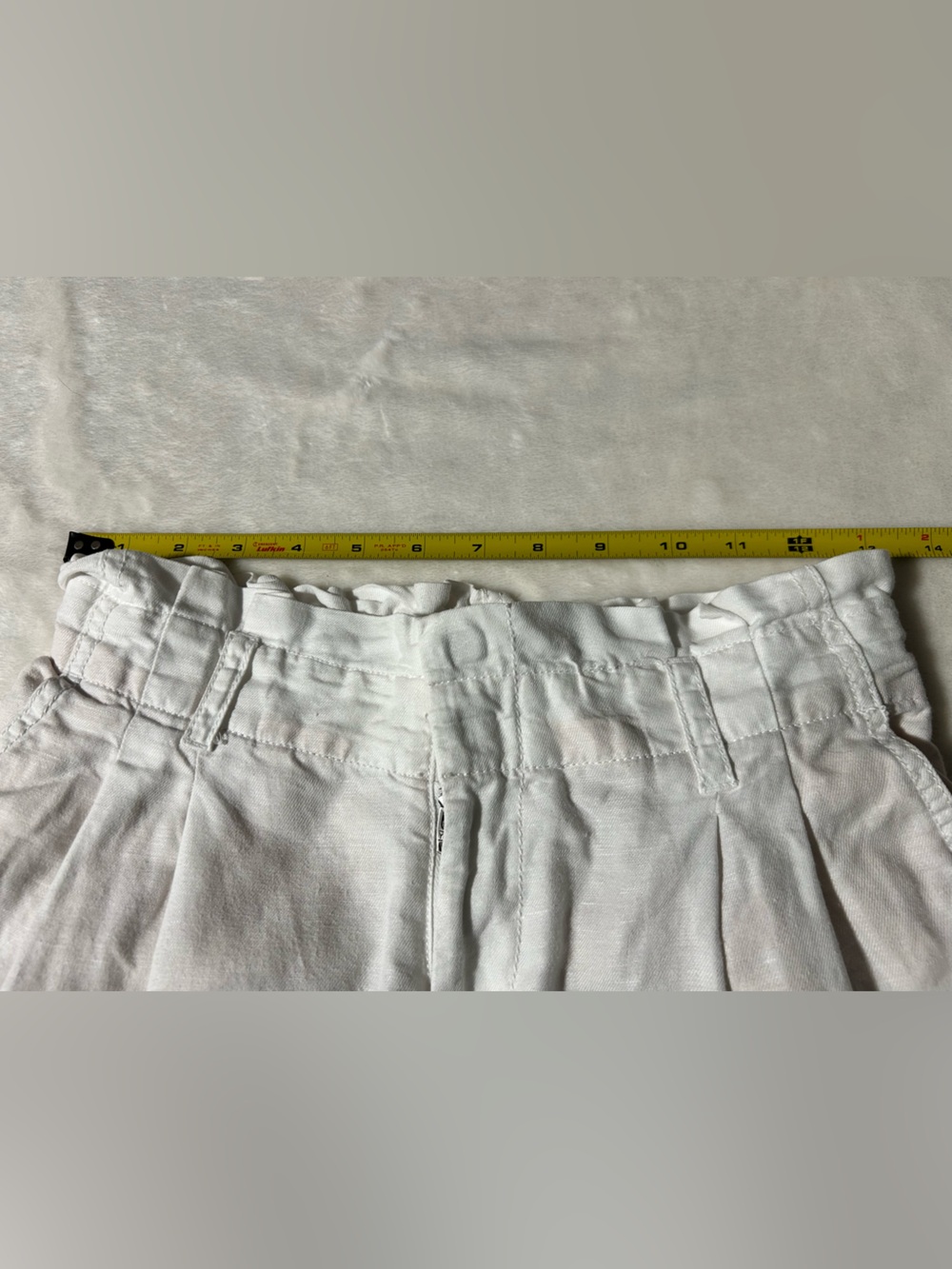 LOFT White Linen-Blend Pleated Paperbag Waist Tapered Pants Size XS - Picture 7 of 13